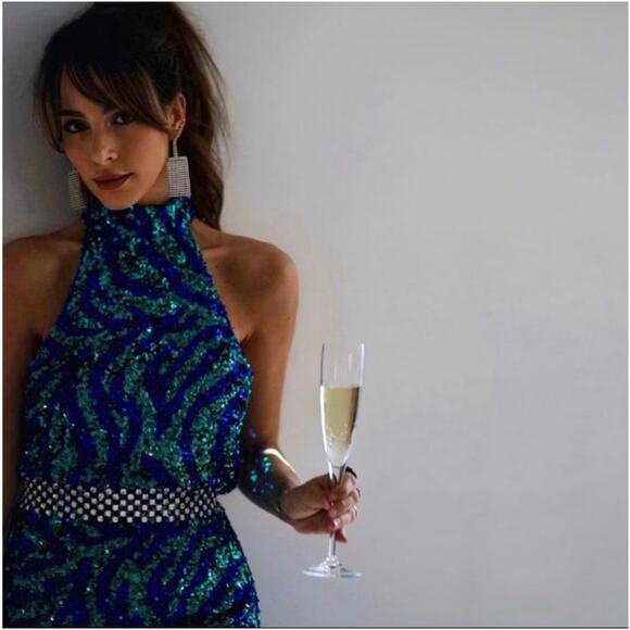 ZARA BLOGGER FAVORITE SEQUIN HALTER DRESS - Picture 1 of 16